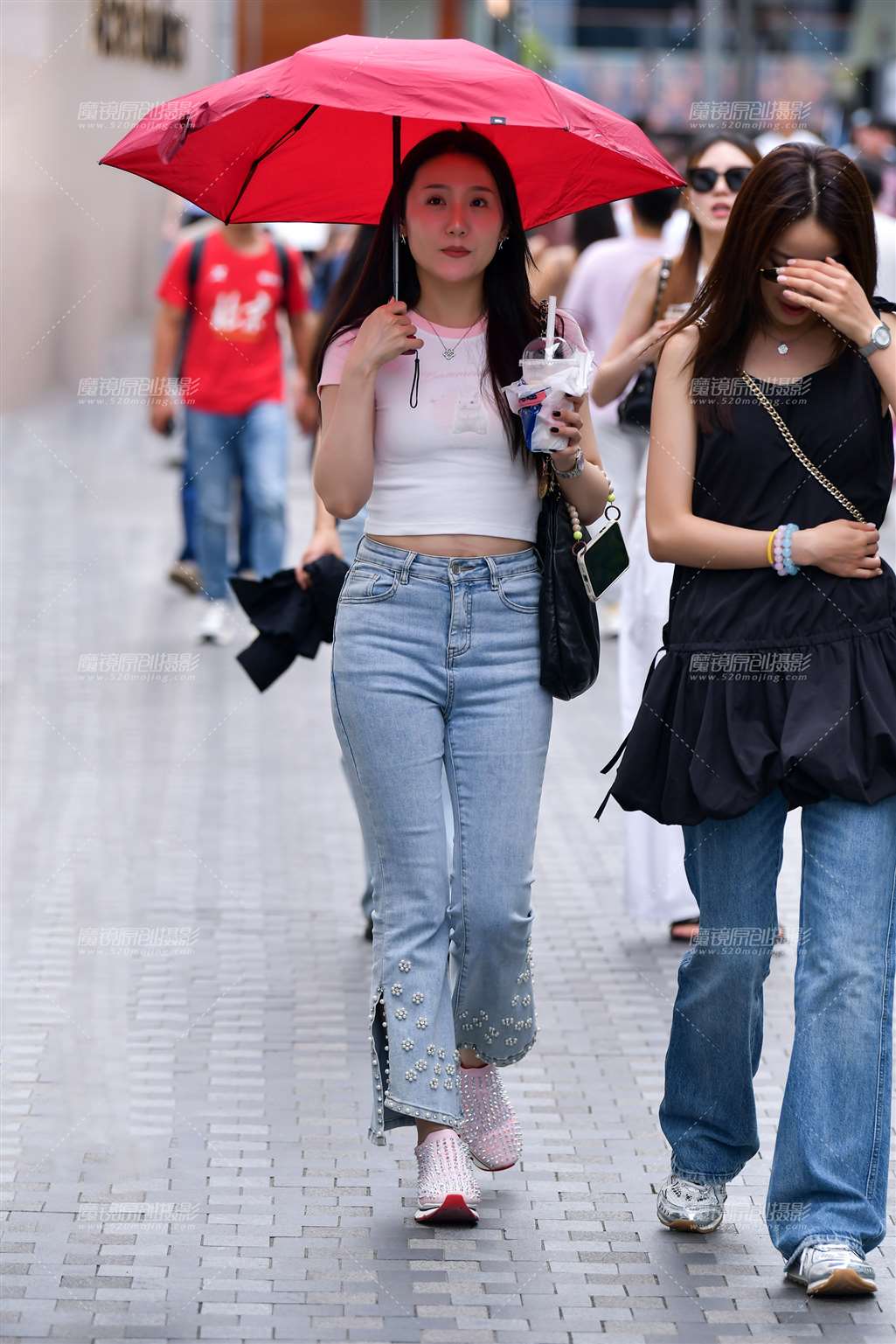 图片[5]-阔腿九分牛仔裤美女-街拍流行馆